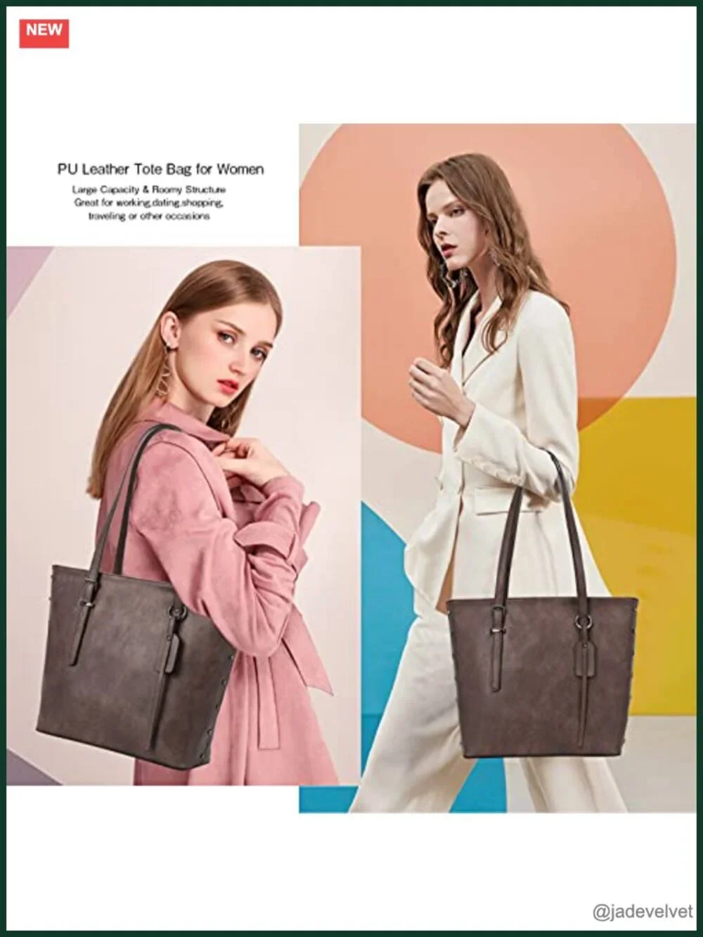 PU Leather Tote Bag Large Shoulder Handbag 2Pcs Set